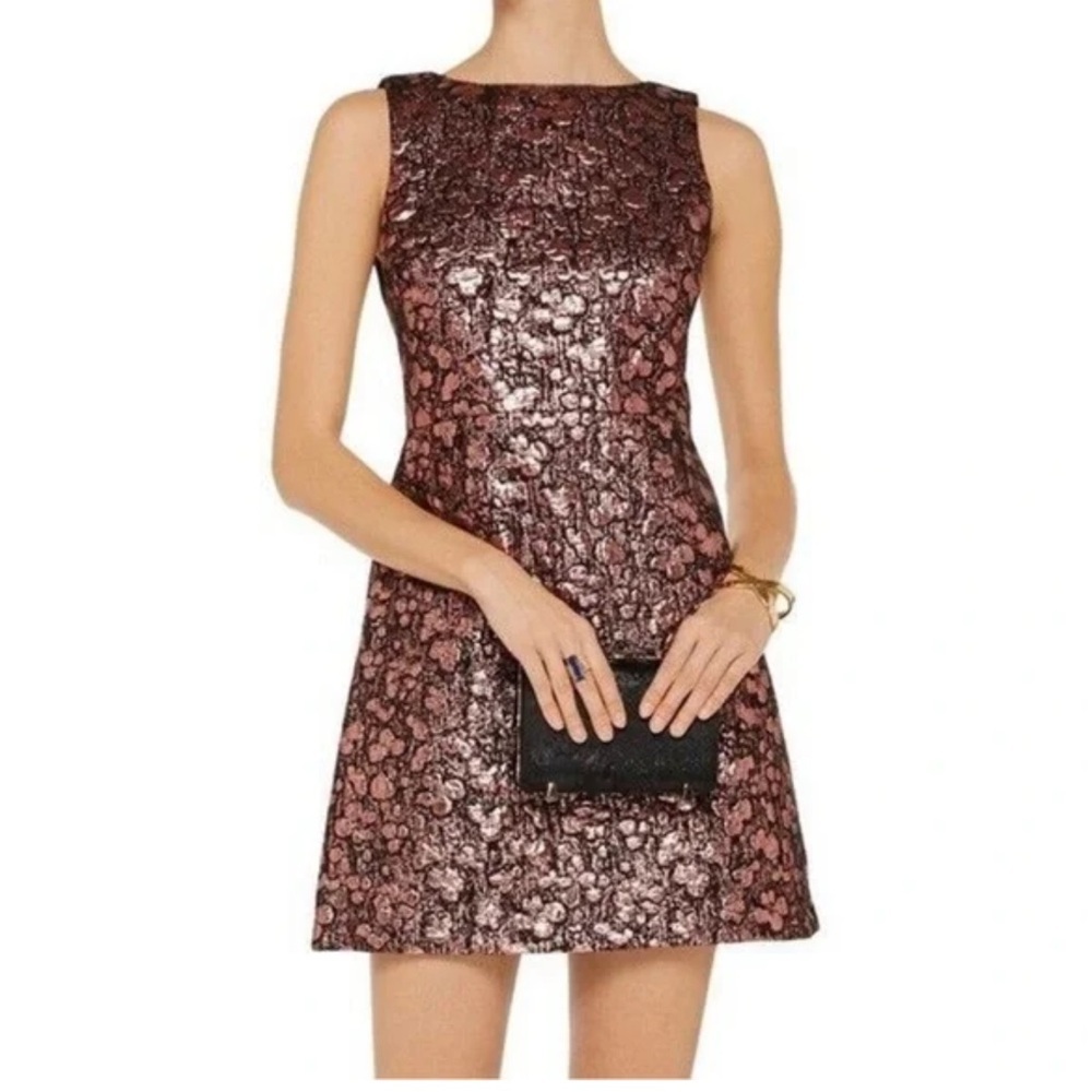 NWT Alice + Olivia Dot Metallic Sleeveless Mini Dress Pink & Black Women’ Sz 4